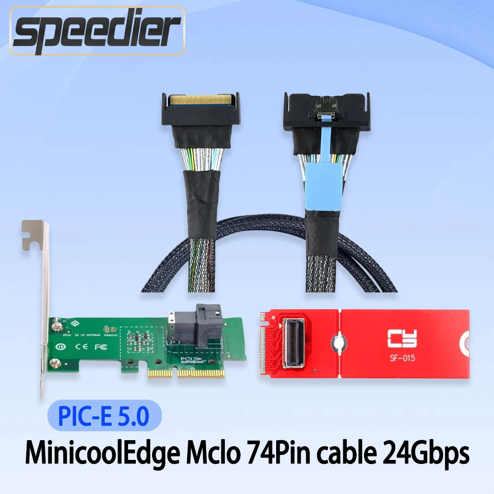 

Slimline SAS Mini Cool Edge IO MCIO SFF-8654 8I 74P PCIE 5.0 To MCIO Cable U2 24Gbps Male To Male Adapter Cable Connecting card