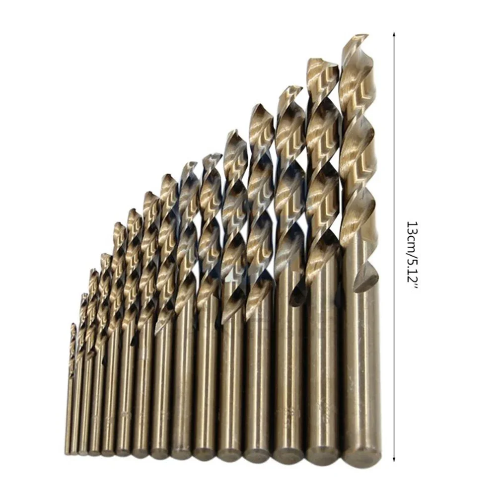 15 Uds 1,5mm-10mm M35 cobalto Metal taladro vástago recto juego de brocas herramienta de apertura de agujeros para acero inoxidable Metal hierro carpintería
