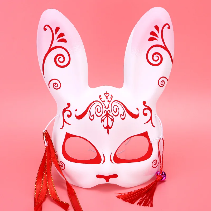 Bunny Rabbit Mask Japanese Style Half Face Masks Foxes Bunny Cosplay Props Masquerade Halloween Party Anime Mask for Women Men