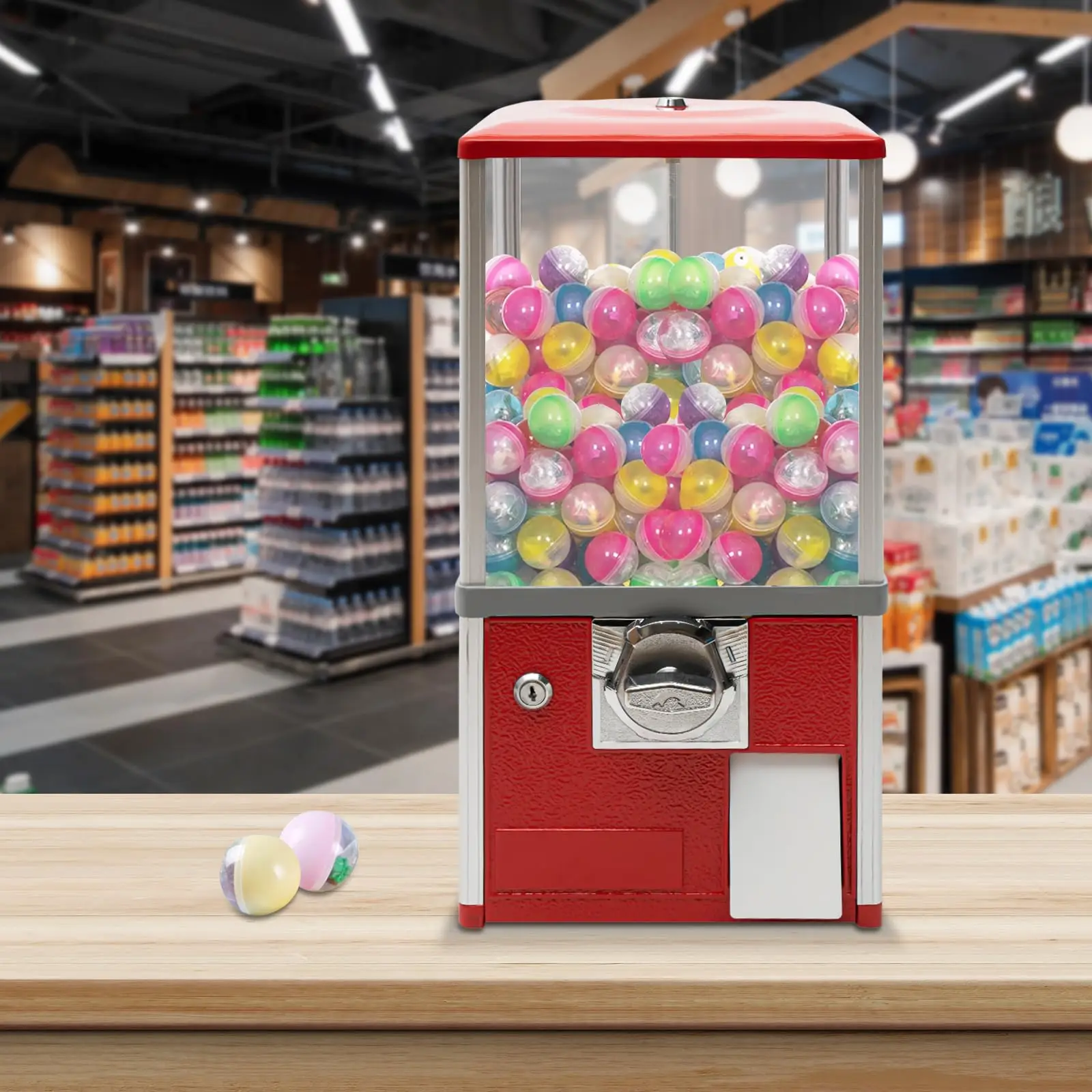 Commercial Vending Machine with 25 Cent Coin Mechanism - Vintage Style Capsule Candy/Gumball Dispenser for Retail Stores, Amusem