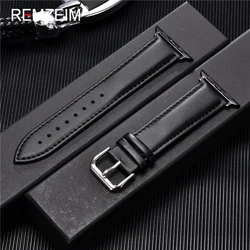 Calfskin Casual Watchband for Apple Watch Ultra 9 8 7 6 5 4 3 SE Replacement Wrist Strap 38/40/41mm 42/44/45/49mm for iwatch
