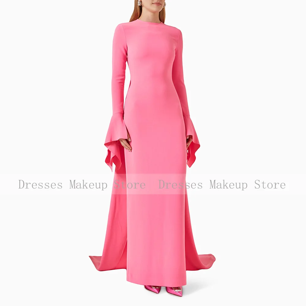 White Evening Dress Long Sleeves O Neck Column Evening Gowns for Weddings 2024 Women\'s Formal Party Dresses Robe de Soirée