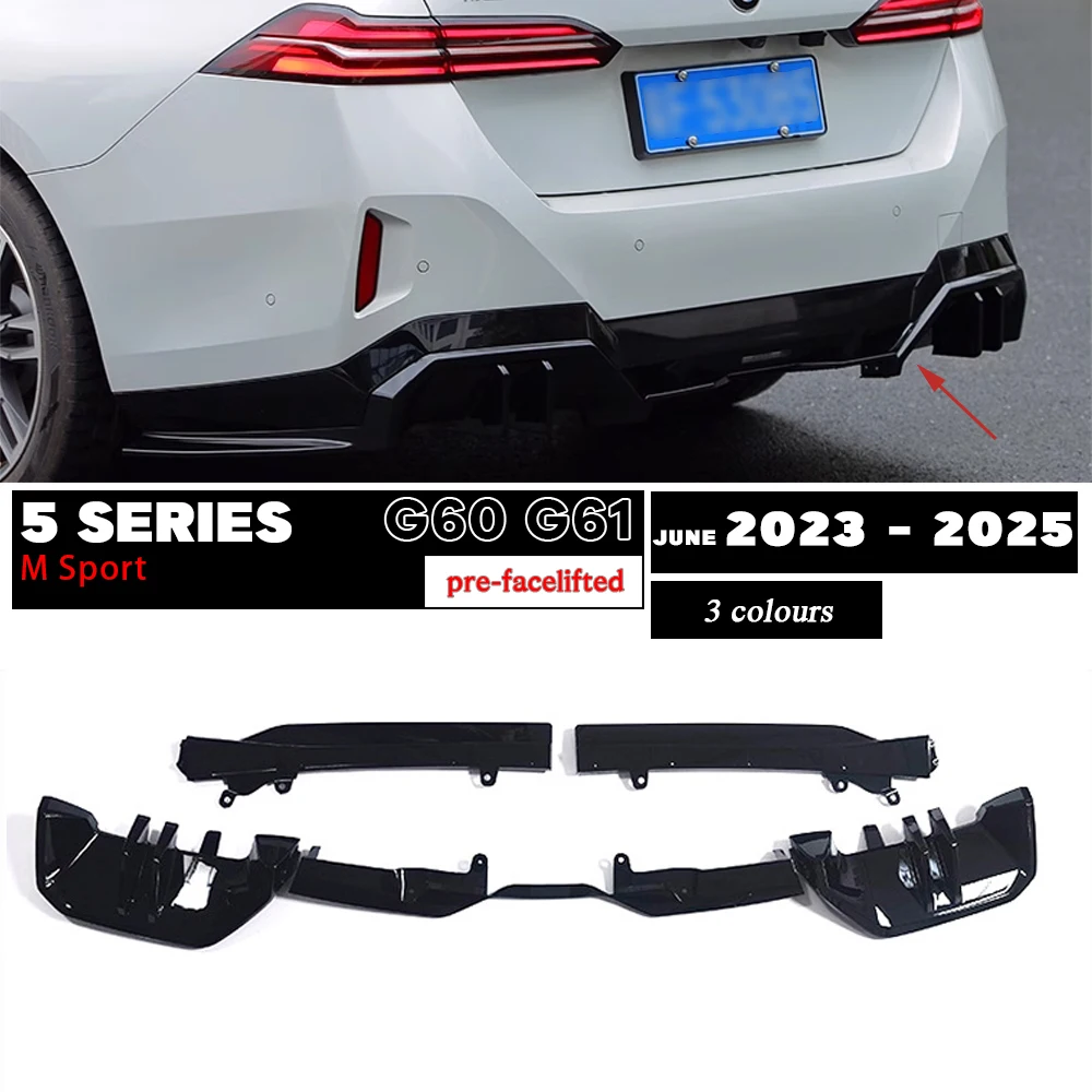 Carbon Fiber Black Rear Bumper Diffuser Spoiler for BMW 5 Series i5 G60 G61 M Sport 2023 - 2025 520i 530i 530e 540i 550e M560e