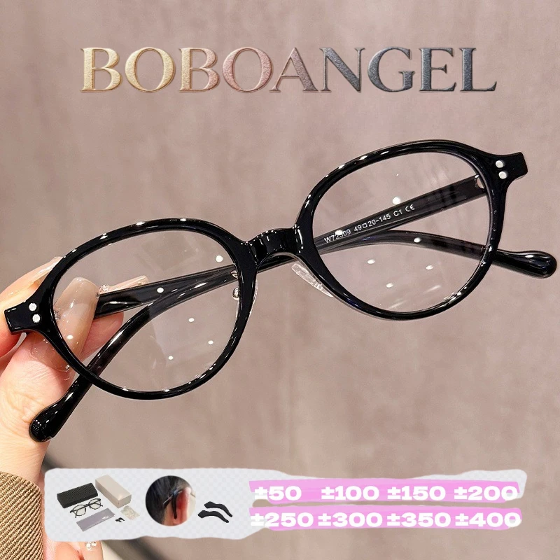 

BOBOANGEL Polygonal Crystal Cut Edge Frame Women Anti Blue Light Reading Glasses Customizable Prescription Myopia Hyperopia