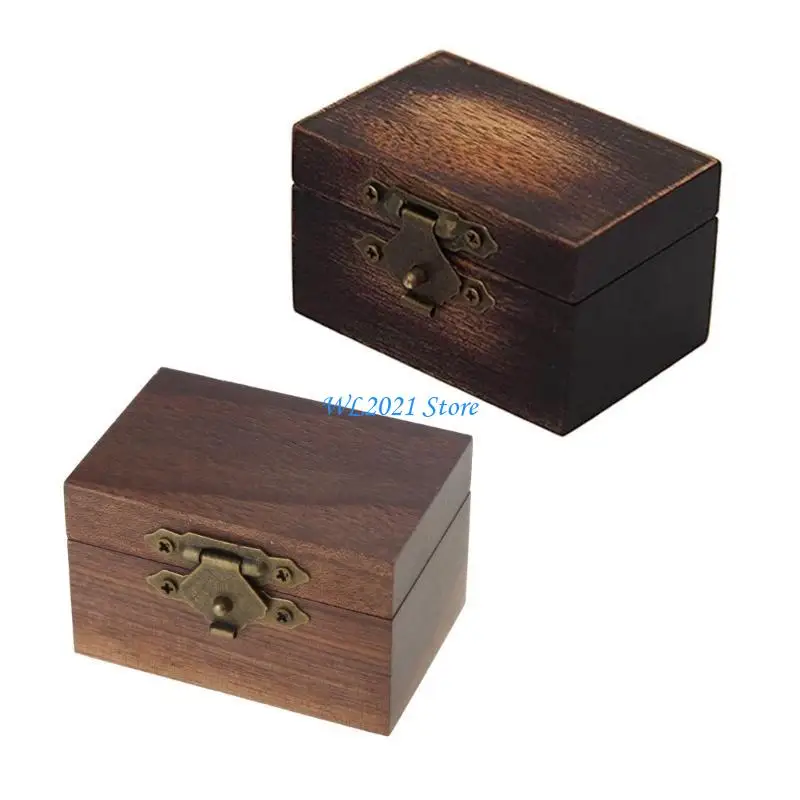 

G5GC Rings Holder Cases Handmade Retro Solid Rustics Jewelry Storage Box