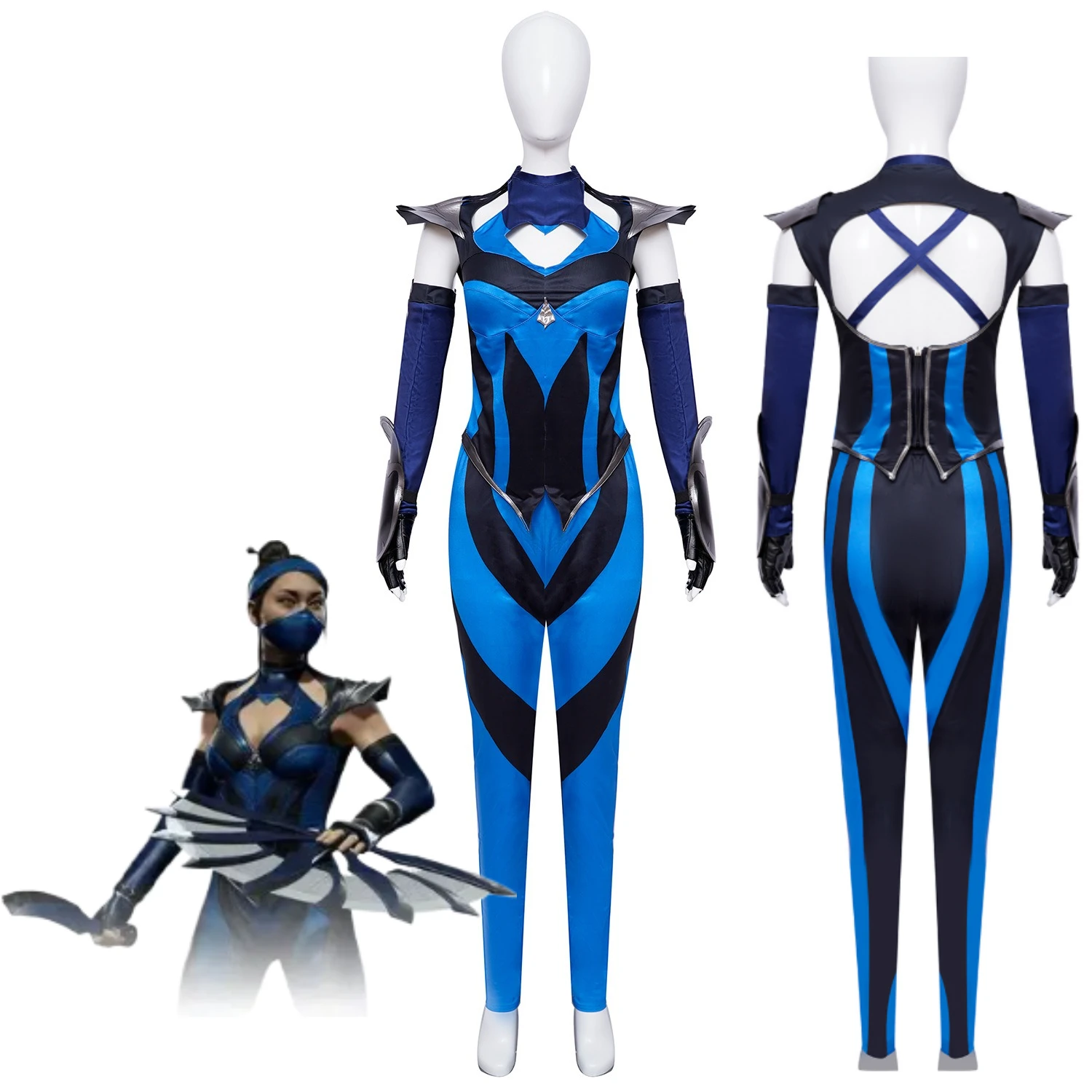 

Game Mortal Kombat Kitana Cosplay Costume Women Sexy Jumpsuit Gloves Hand Props Disguise Roleplay Outfits Halloween Suits