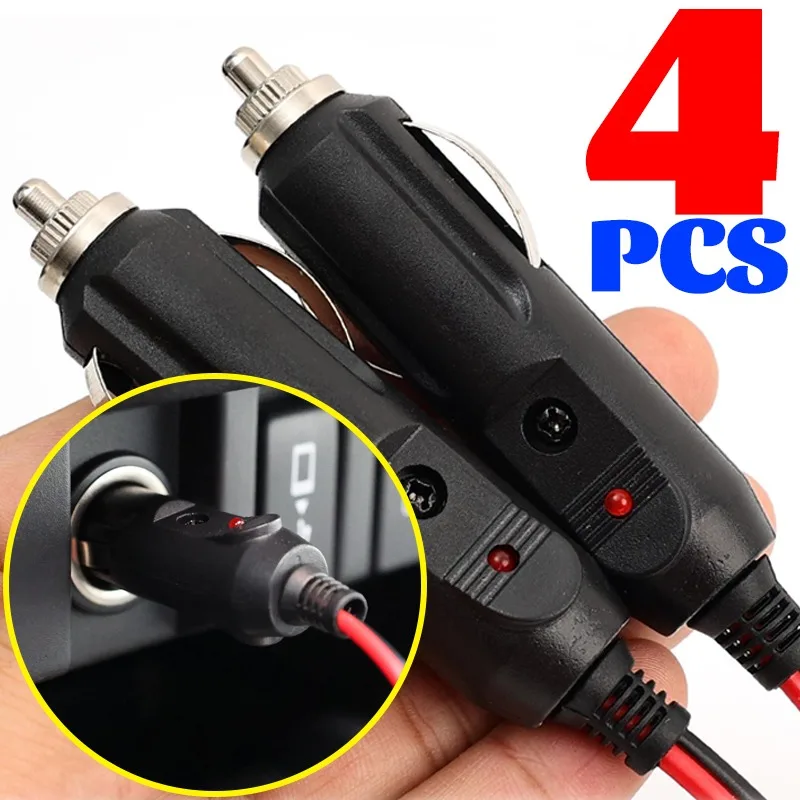 

Car Cigarette Lighter Male Plug Replacement Adapter Charger Cable Lead with LED Light for Tire Inflator Air Pump Vacuum 12V 24V