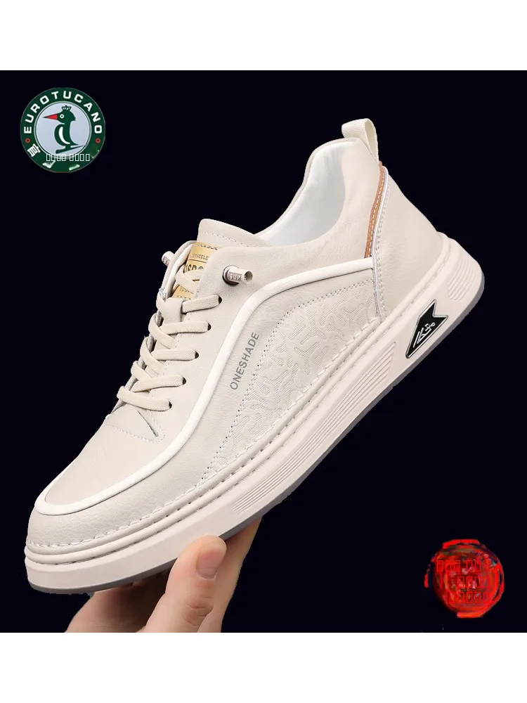 

Мужские повседневные кожаные туфли EUROTUCANO Wooden Du Brand: дышащие, мягкие, для вождения, модные, универсальные, противоскользящие