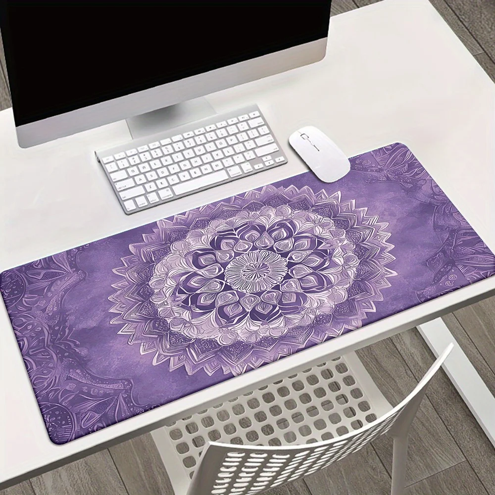 

The oversized Bohemian purple floral anti-slip washable rubber mouse pad is suitable for office and computer games
