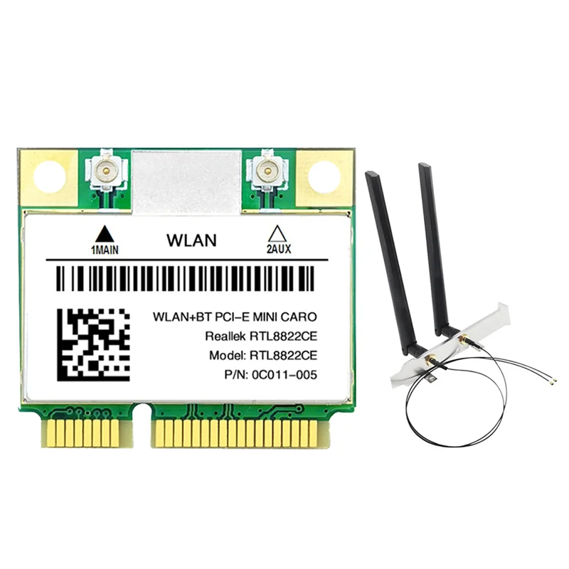 RTL8822CE WiFi Card with Antenna 1200Mbps 2.4G+5Ghz 802.11AC Network Mini PCIe BT 5.0 Support Laptop/PC Windows 10/11