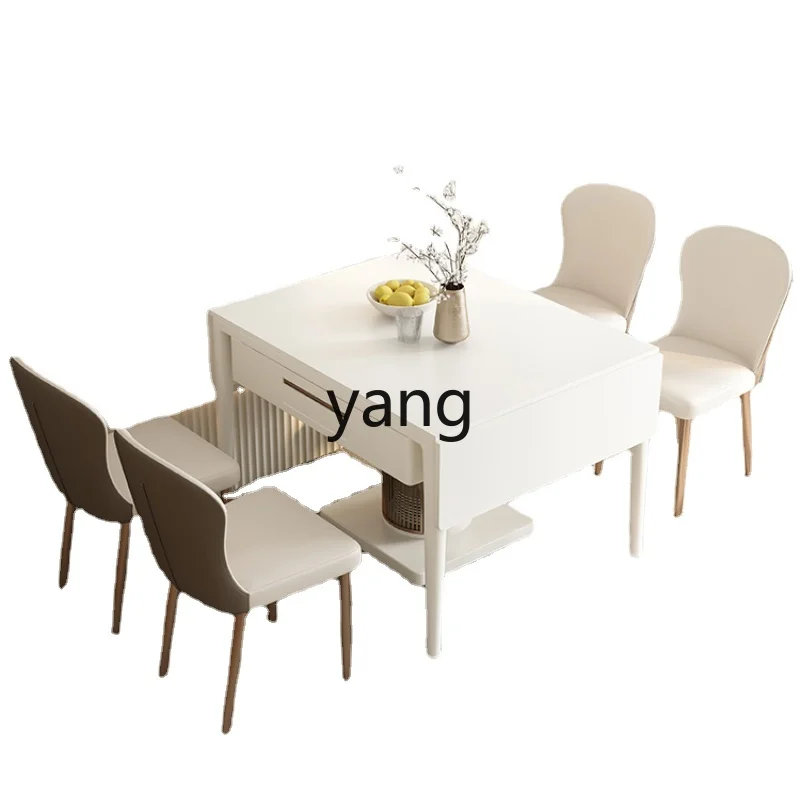 

Yjq Collapsible Mahjong Table Machine Stone Plate Dining Table Household Small Apartment Modern Simple Cream Style