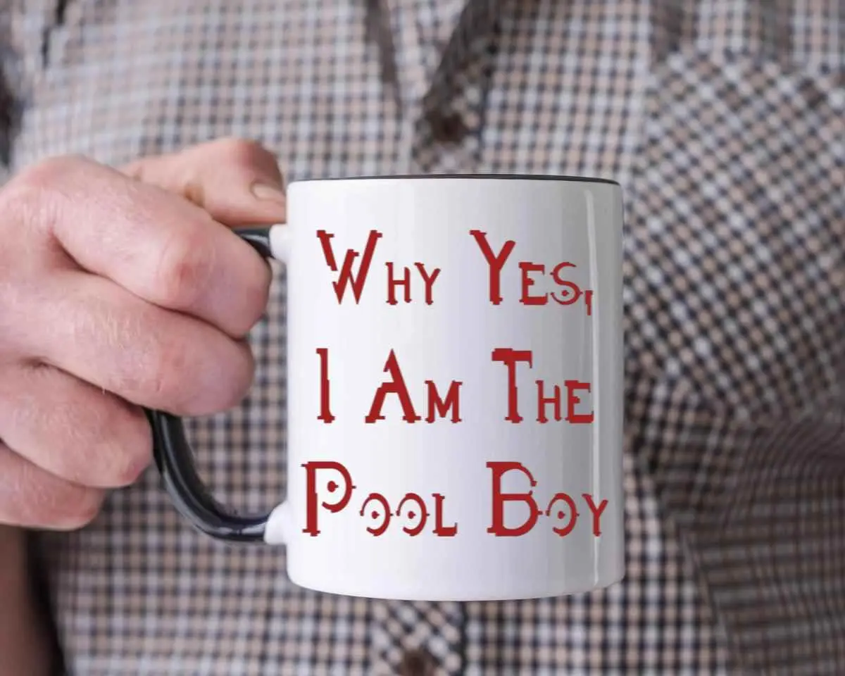 Gift Design Idea the Pool Boy for Swimmer Swimming 11 Oz White Ceramic Black Inner Mug