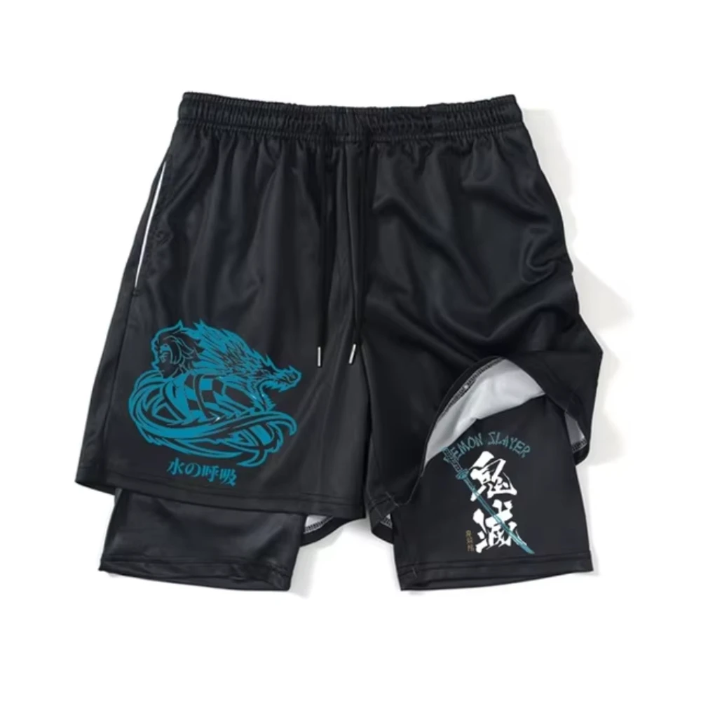 

Мужские и женские шорты с рисунком аниме «Черный дьявол-убийца» 2025 — Любимые мужские шорты для фитнеса шорты 2-в-1 для тренировок