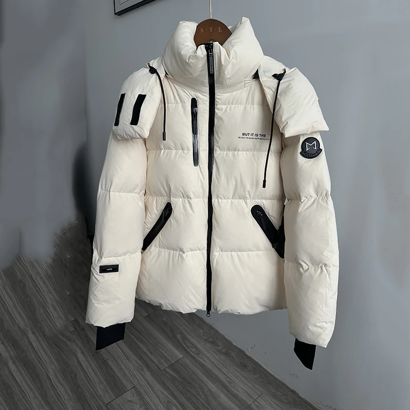 

Winter Hooded Puff Down Jacket Female Thicken Zipper Waterproof Fluffy Jackets Women White Duck Down Loose Warm Parker Outwears