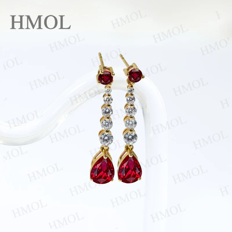 

Серьги на заказ, выращенные в лаборатории рубином/сапфиром/колumbia, 2 карата, 6x8 мм, сверкающие серьги из стерлингового серебра 925 пробы, ювелирные изделия для женщин, подарки на вечеринку