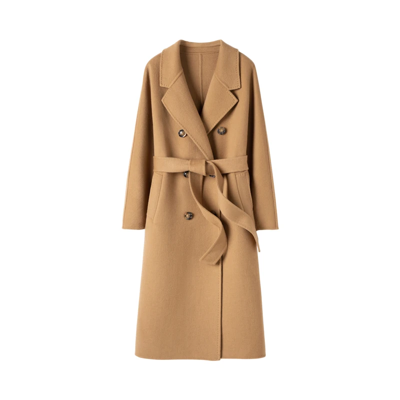 

MUXI-Women's Double-Sided Wool Long Coat, New Cashmere Classic Double-Breasted, Thick, Autumn and Winter, MM