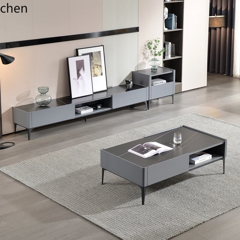 HT Rock Slab Coffee Table for Small and Large Living Rooms, Square Tea Table Ready to ship and purchase with peace of mind