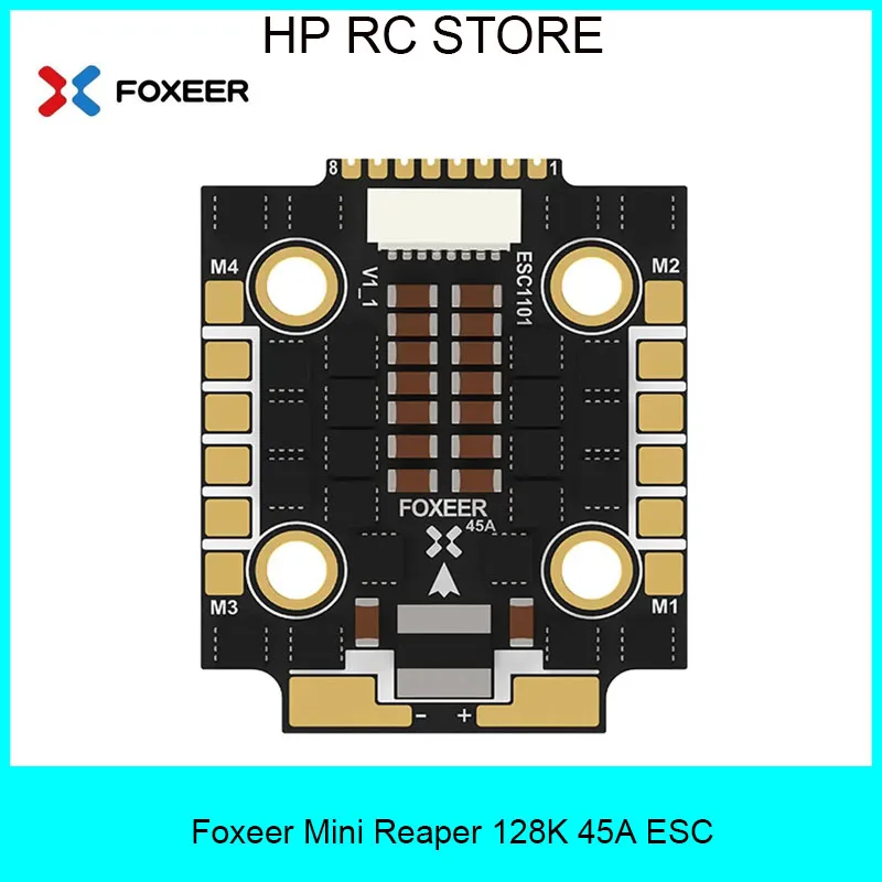 

Foxeer Mini Reaper 128K 45A BLHELI32 4in1 ESC 3-6S DShot 150/ 300/ 600/ 1200 /MultiShot/ OneShot 20*20mm For RC FPV Racing Drone