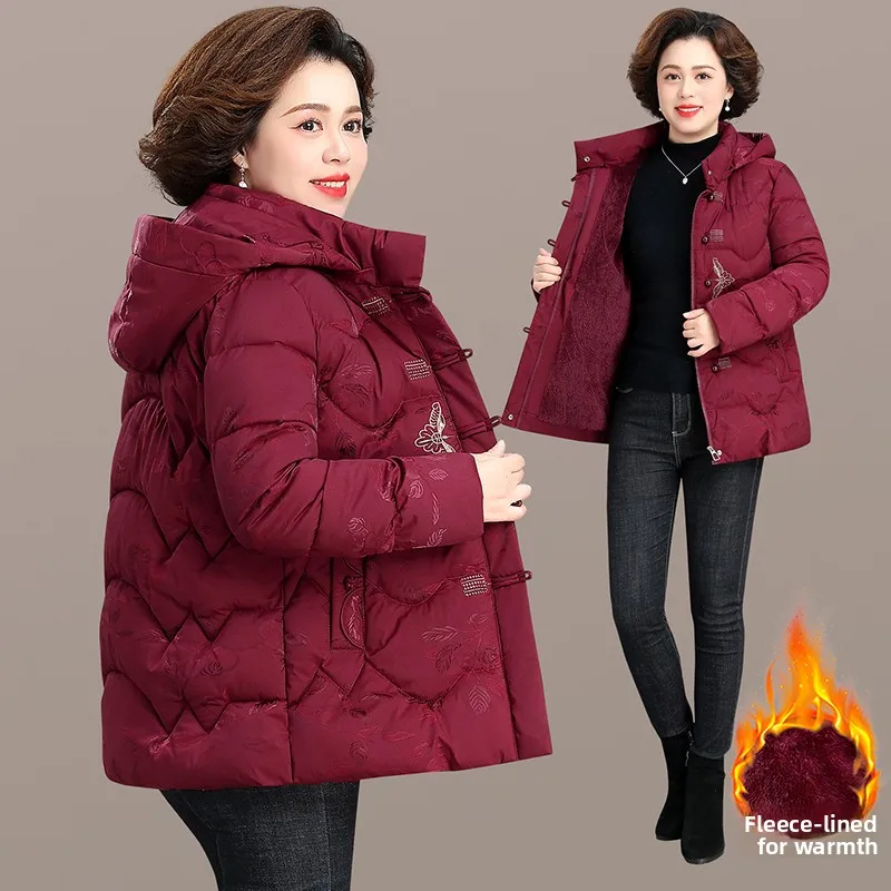 

Новый китайский женский пуховик-пальто в традиционном национальном стиле, теплый зимний комплект с длинными брюками для женщин