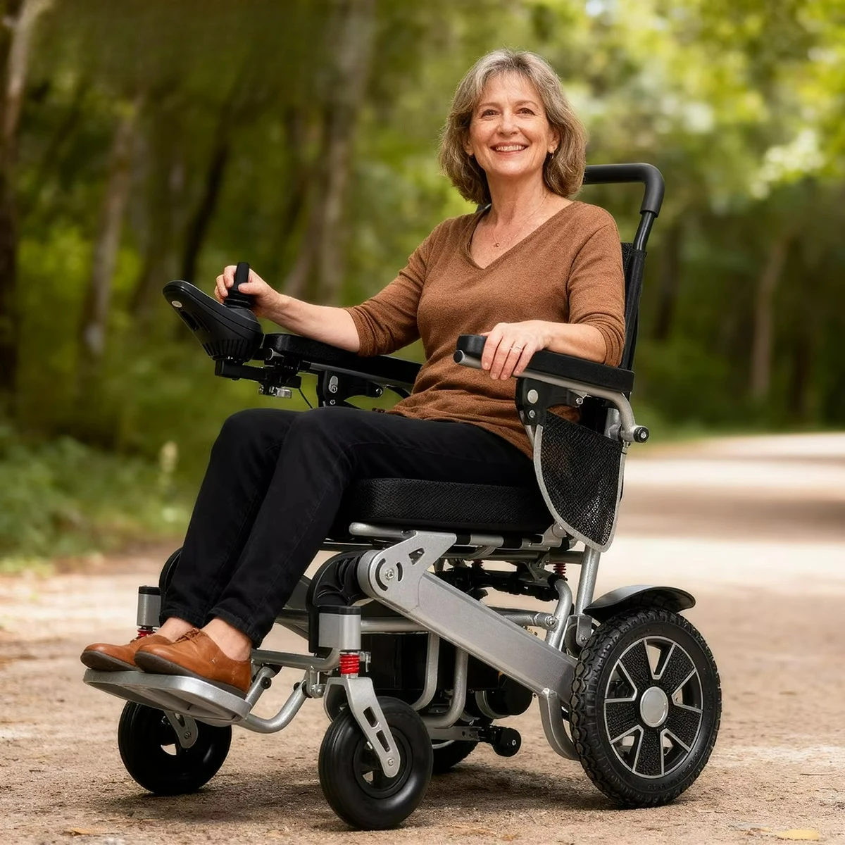 J&J Mobility Aluminum Mobile Foldable Power Wheelchair Handicapped Electric Wheelcahir With Lithium Battery L394