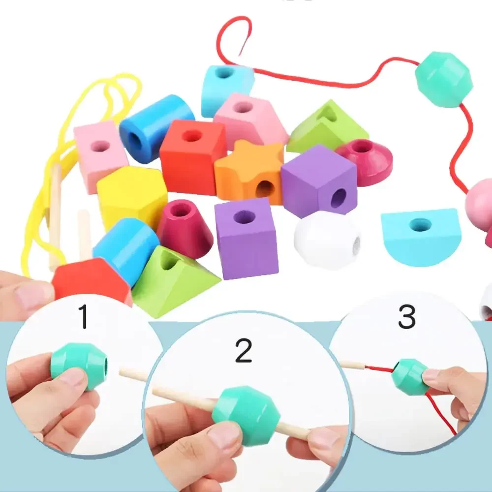 Jouets en bois Montessori, jeu de Puzzle de couleurs et de formes assorties, Cognition de perles colorées, jouets éducatifs précoces pour enfants, cadeau pour enfants