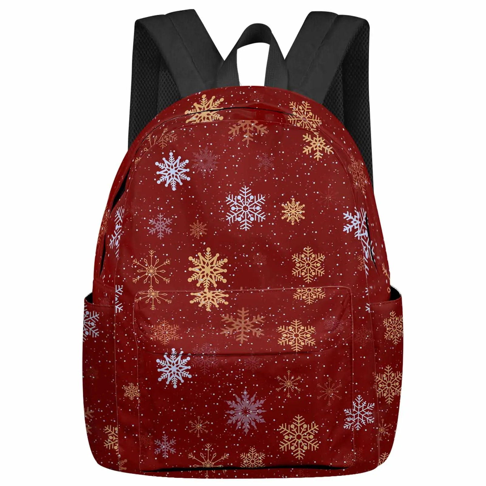 Snowflake Christmas Wave Point  Large Capacity Backpack Men Laptop Bags High School Teen College Girl Student Mochila