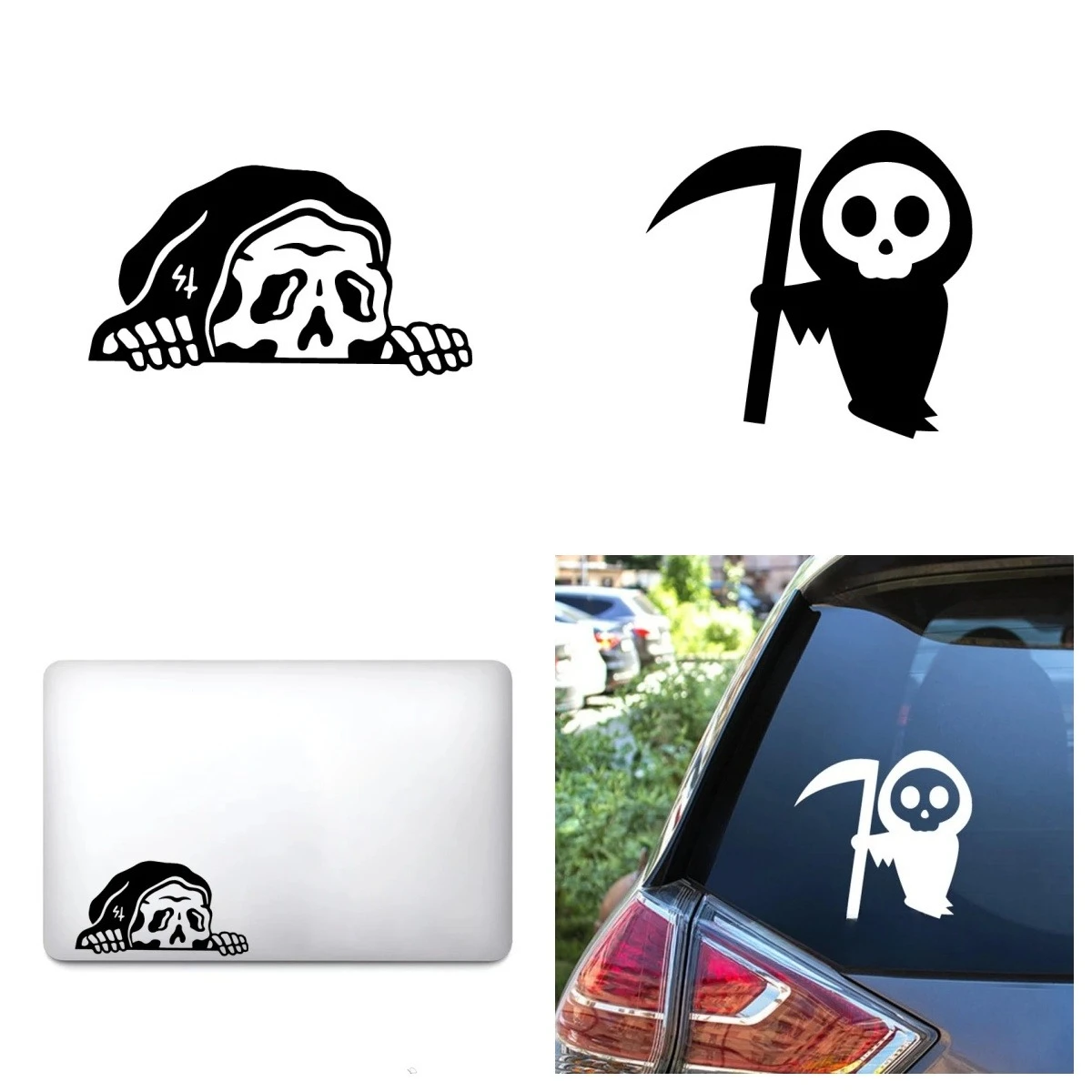 

Creative Grim Reaper Lurking Vinyl Stickers Spooky Skeleton Peeker Decals Ideal For Car Window Bumper And Laptop Decoration