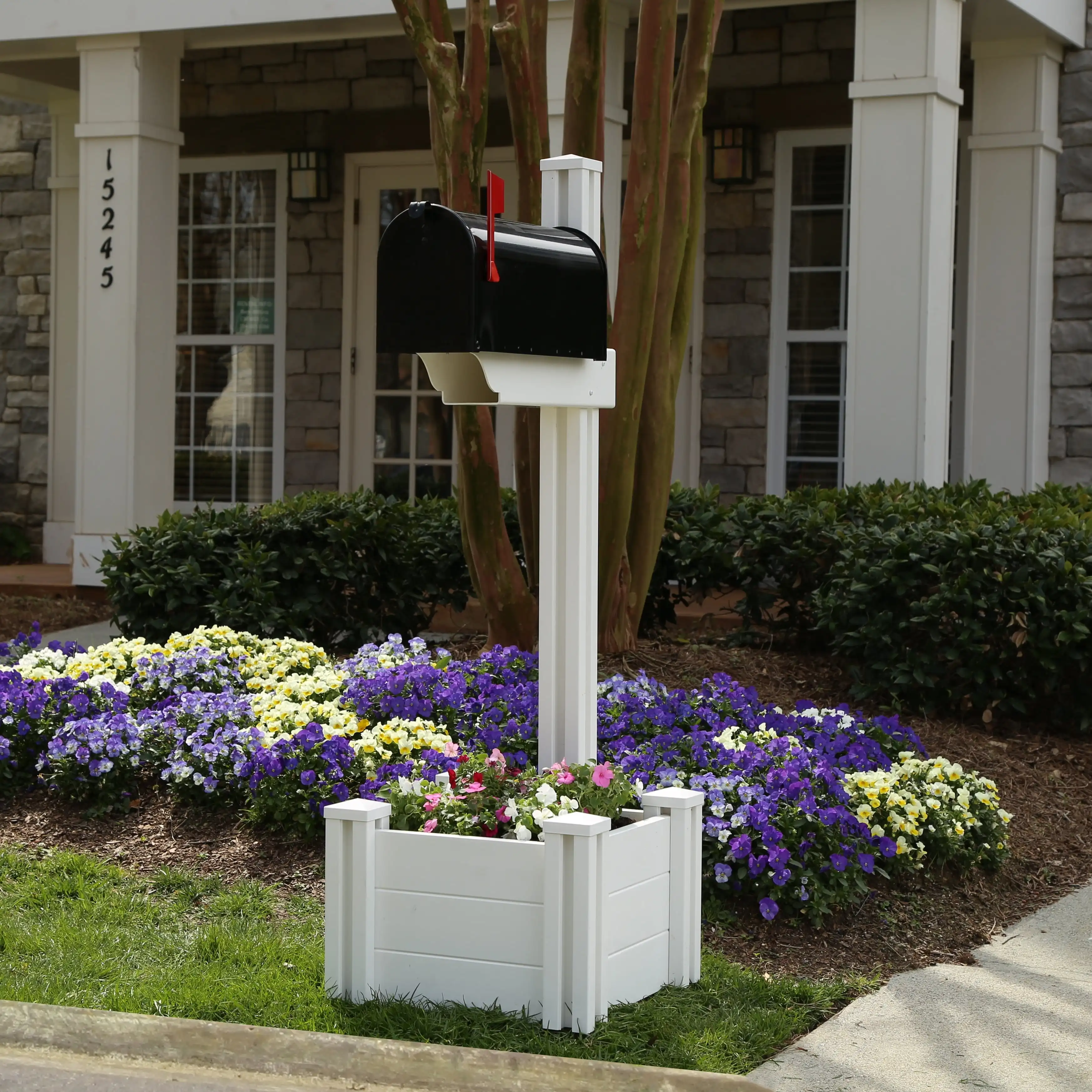 

Mailbox Post with Planter and No-Dig Steel Pipe Anchor (54 5/8"HX18"WX19"L) Letter Newspaper Post Use Popular Design New 2024