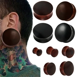 PAIR Sandalwood Double Flared Ear Tunnel Plugs Expanders Black&Red Wood Ear Gauges Body Piercing Body Jewelry 8MM-25MM