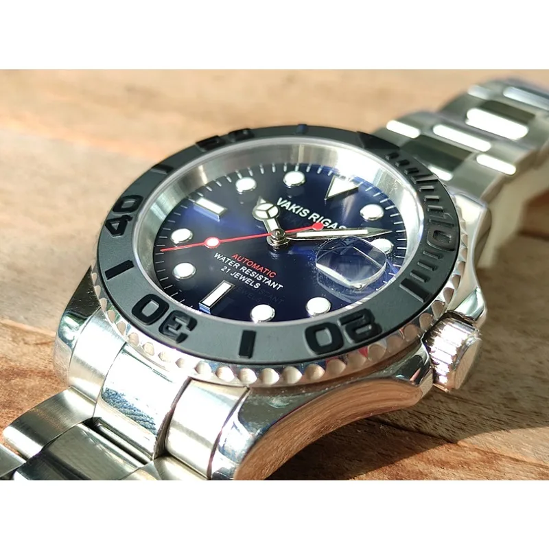 ساعة ميكانيكية أوتوماتيكية Mingshi يخت لـ Meiyoda 821 core مقاومة للماء ومضيئة قوية للرجال حزام فولاذي خارجي رياضي #6