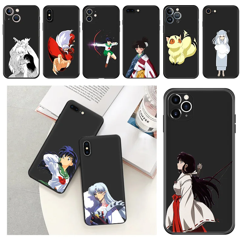 Black Soft Phone Case for Apple iphone 16 15 14 13 12 Mini XS 11 Pro Max XR 7 8 Plus X 16ProMax Fashion Inuyasha Cover