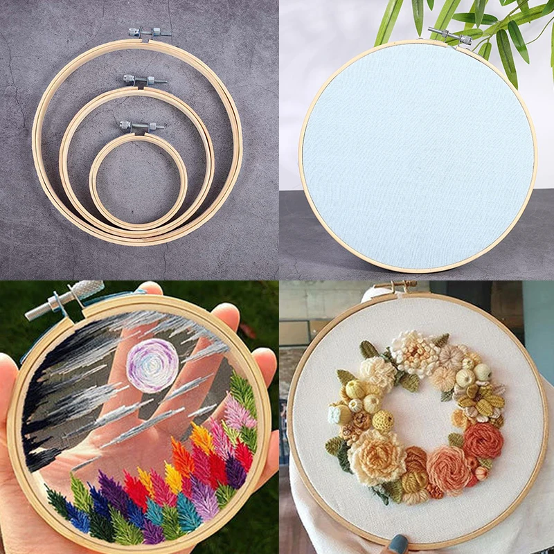 1PC 8-23cm Round Embroidery Hoops Frame Wooden Bamboo Hand Embroidery Rack Ring For DIY Cross Stitch Needle Craft Tool