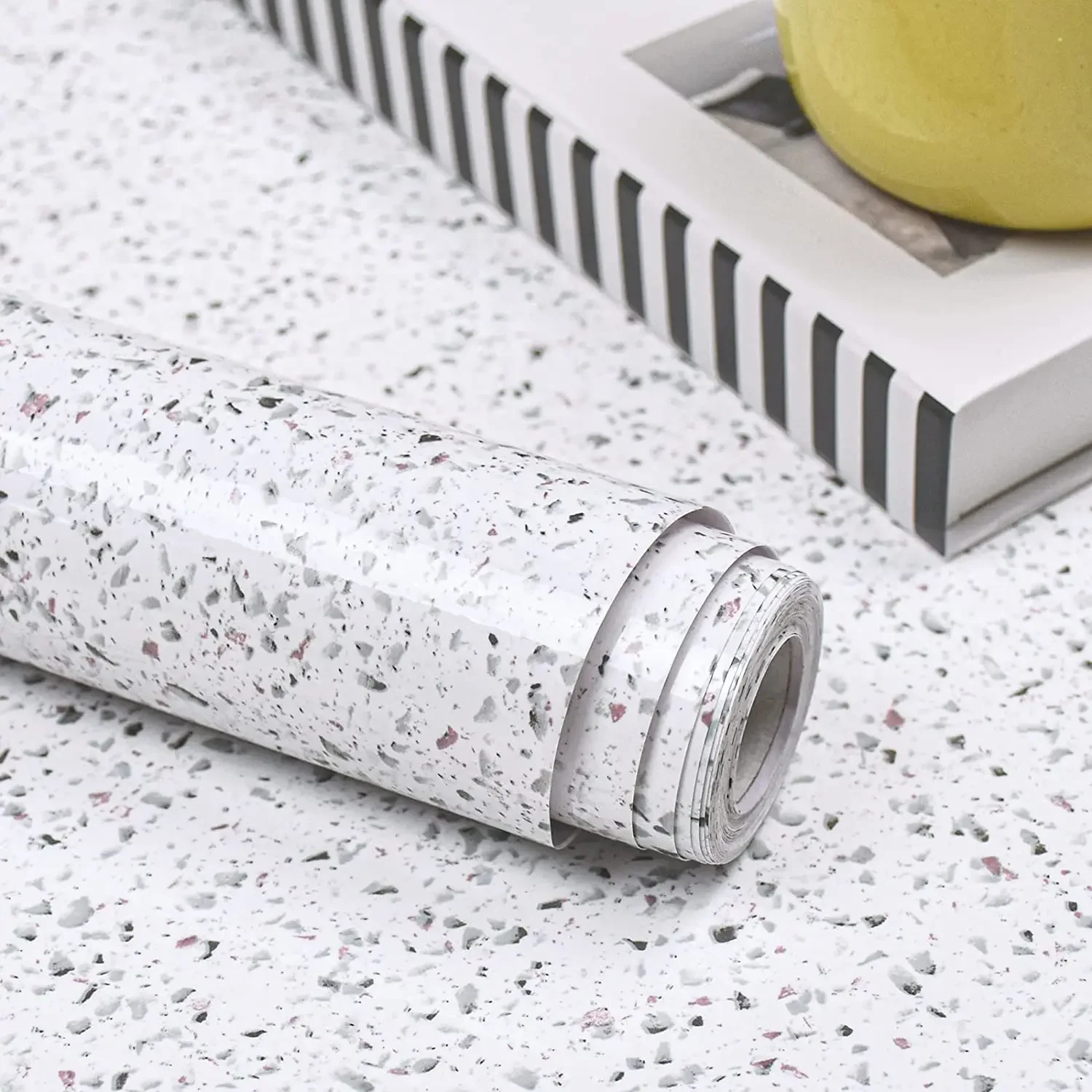 Glossy Marble Paper for Kitchen Countertop Vinyl Self Adhesive Waterproof Removable Wallpaper PVC Granite White Marble Sticker