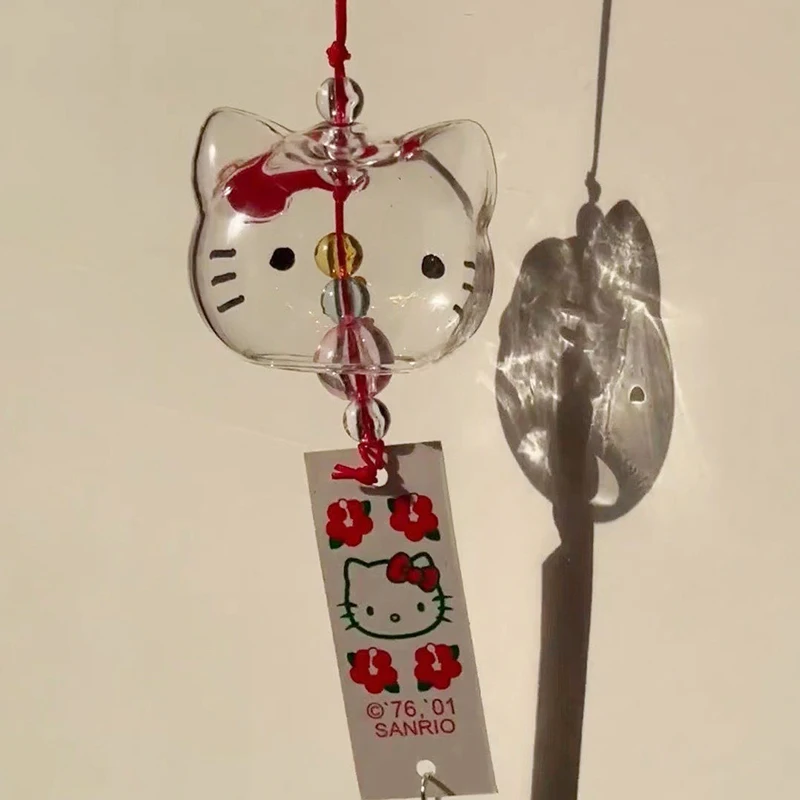 Anime Sanrio Figure Hello Kitty Car Pendant Cartoon Cat Wind Chime Kawaii Collectible Model Toy Gift