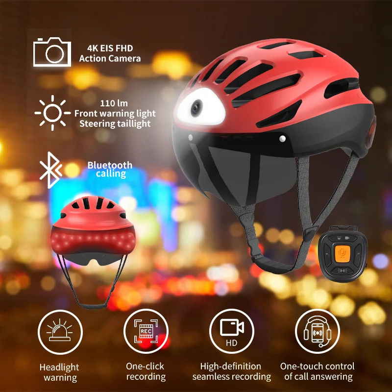 Smart 4K Helmet Mtb Brake Free Led Light Bluetooth-Compatible Bicycle Motorcycle With Camera Motorbike Helmets For And Speakers