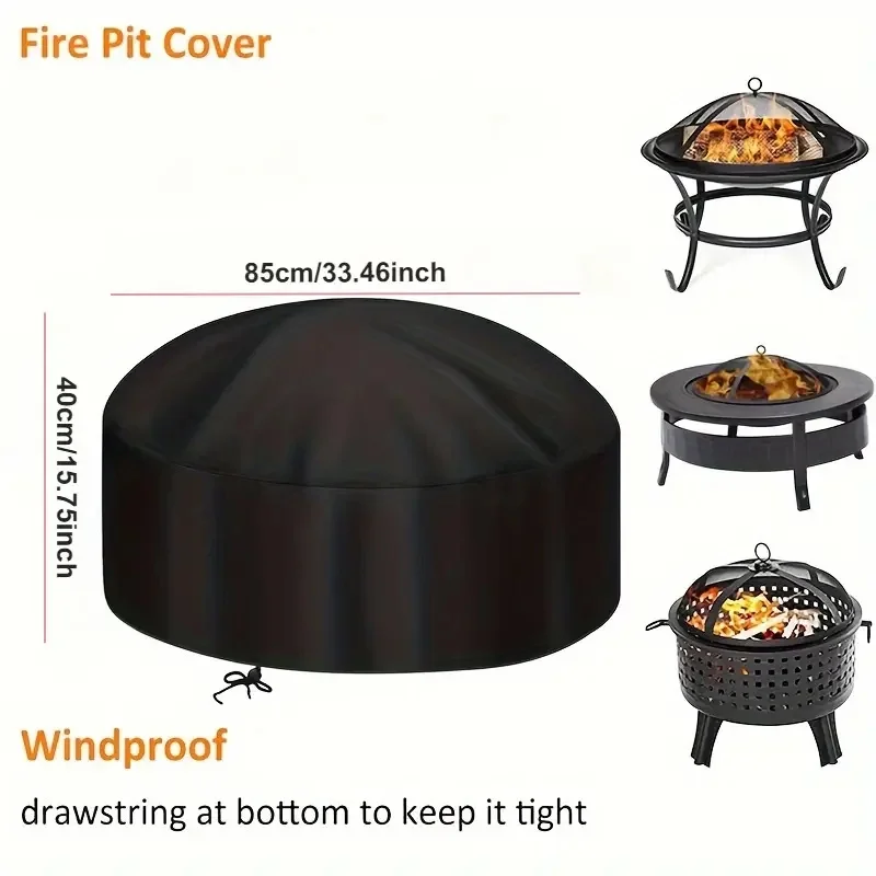 

Duty Outdoor Fire Pit Cover - Full Coverage Round BBQ Grill Cover with Drawstring Closure, Fire Pit Cover for Outside