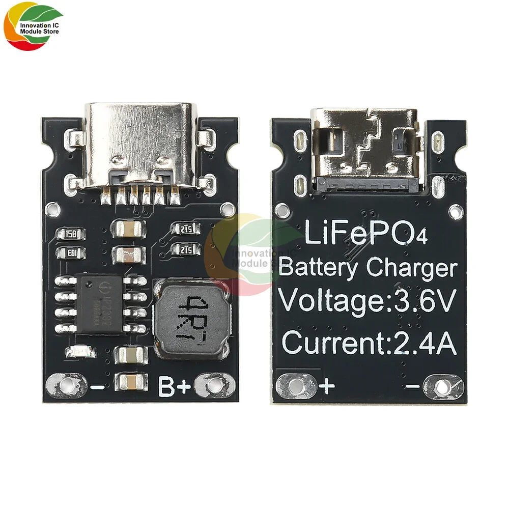 usb c lipo charger ic 1S 3.2V/3.6V 2.4A DC 4.5-5.5V Charging Board LiFePO4 Battery Dedicated Charging Module High Current Charging Board Type C