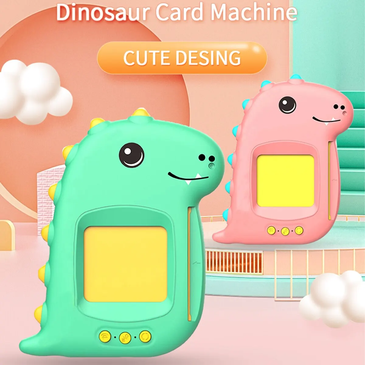 Dinosaur Shape Children's Early Education Card Machine Puzzle Enlightenment Pure English Learning Car