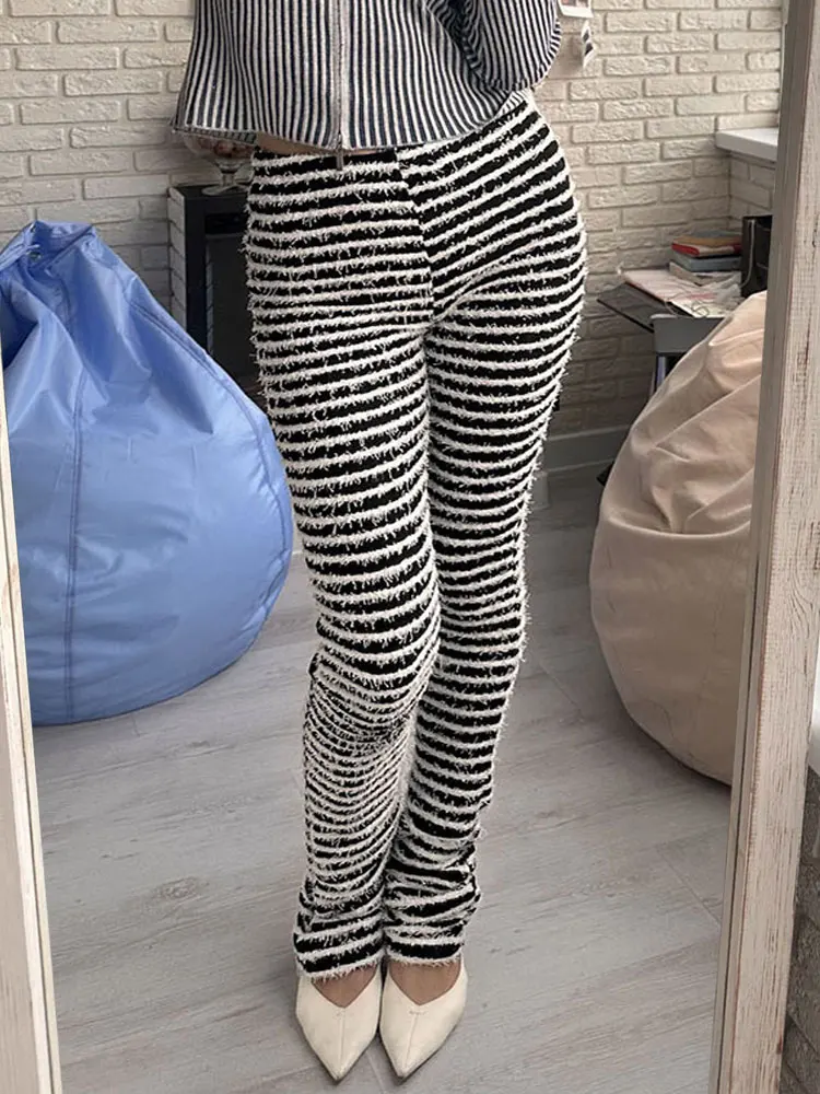 

TARUXY Color Block Stripes Pants Women High Waist Loose Sweatpants Women's Bodycon All-match Summer Trouseres For Female 2023