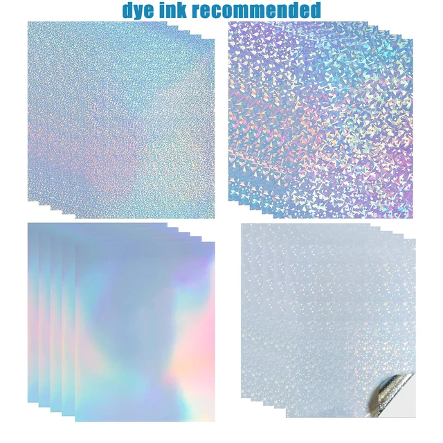 Holograficzny papier samoprzylepny do drukarek atramentowych 10 sztuk Winylowy papier samoprzylepny do drukarek atramentowych, wodoodporna błyszcząca naklejka szybko schnie A4