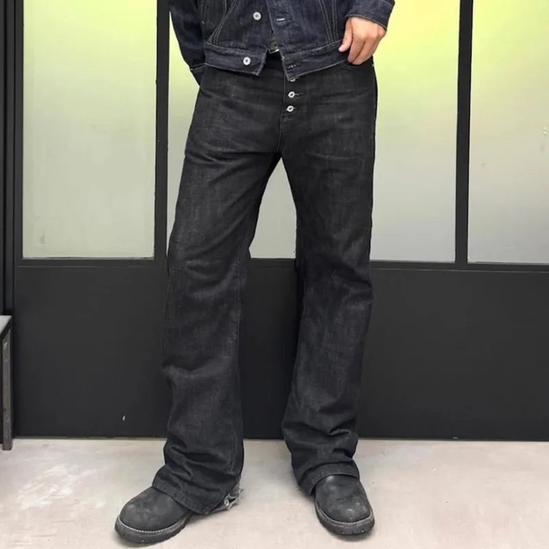 Hksh primavera outono nova maré masculina casual multi-botão design nicho calças jeans retas na moda elegante moda jeans ins hk13746