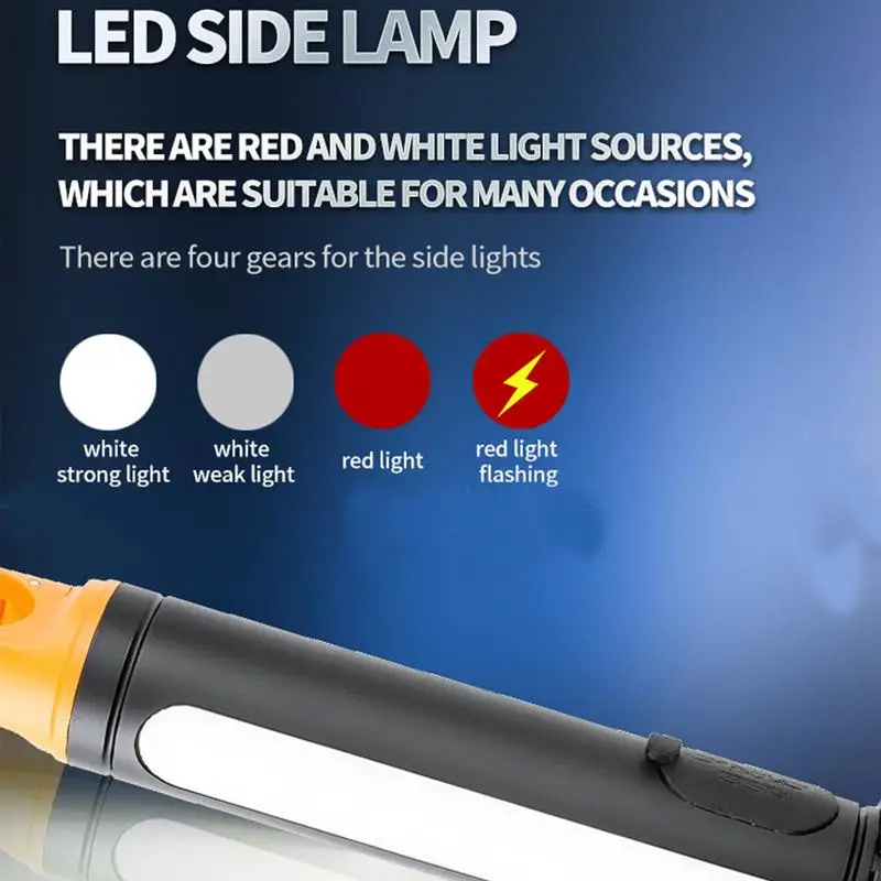 Powerful Flashlight Zoomable Flashlight Multi-functional Long-range Portable Strong Flashlight With Magnetic Hook And Side Light