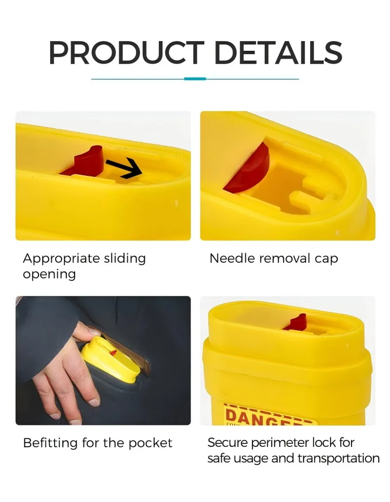 Sharp Container to Disposal Needles Biohazard Multiple-Use Needle Disposable Puncture Resistant Waste Bin 0.2 Litre Red