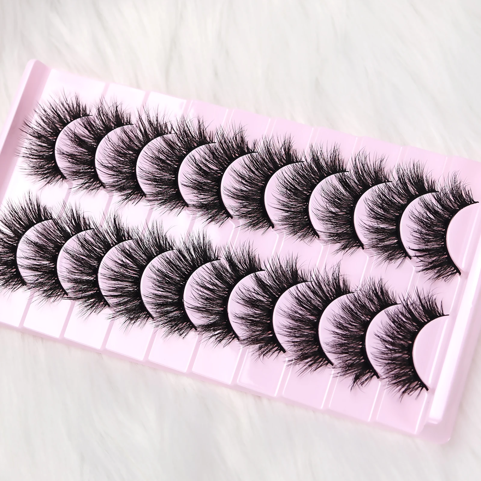 10 أزواج من الرموش الصناعية الفوضوية ثلاثية الأبعاد - رموش اصطناعية سميكة درامية، رموش خفيفة الوزن قابلة لإعادة الاستخدام وسهلة الاستخدام