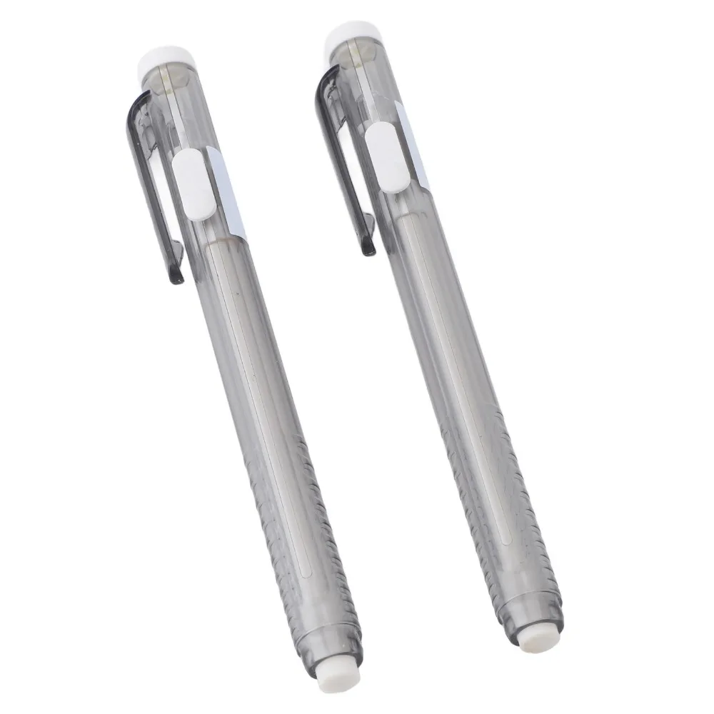 12Pcs Plastic Retractable Mechanical Eraser Grey Pen Length 13.5cm Mechanical Eraser Pen Pen Shape Erasers for Teacher