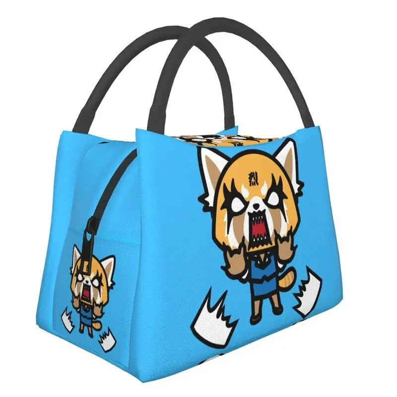 Aggretsuko Aggressive Retsuko Insulated Lunch Bags for Women Portable Japan Anime Cooler Thermal Lunch Tote Beach Camping Travel