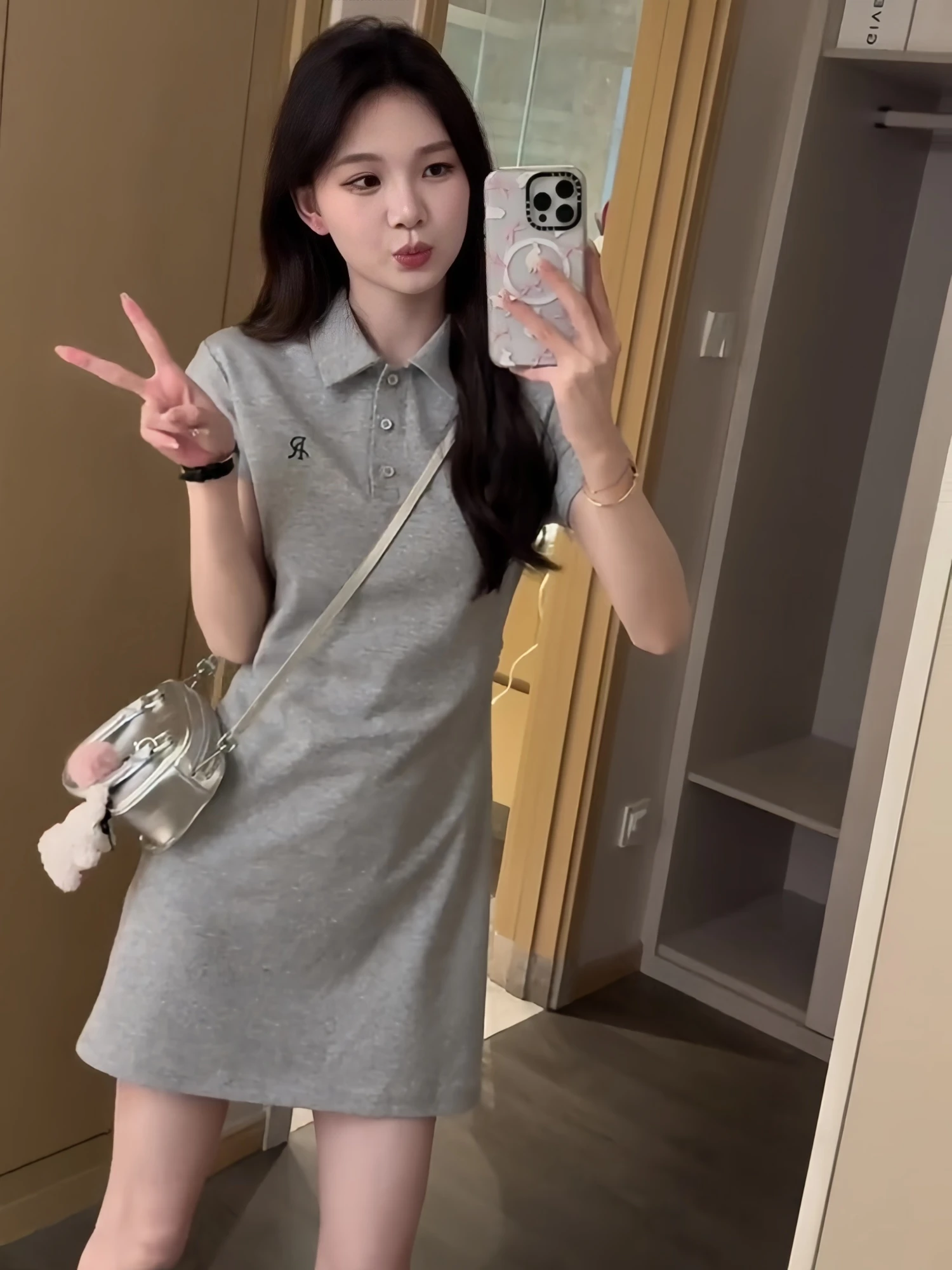 Coréen Sle ort Sve T-shirt Dr col femme taille brodée cintrée été nouveau décontracté Sle Dr