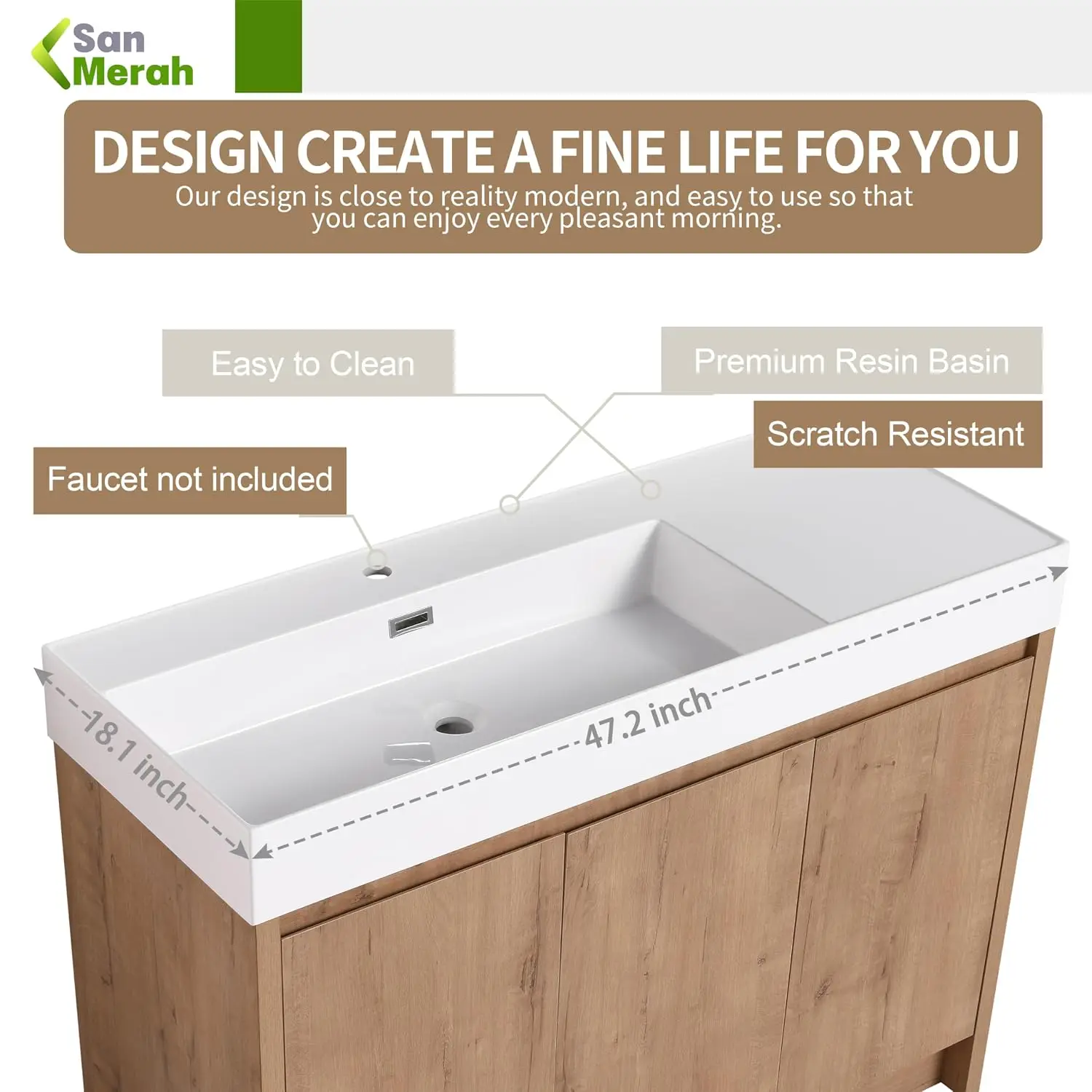 48 inch Bathroom Vanity with Sink, Adjustable Shelves(036-LMO), Customized