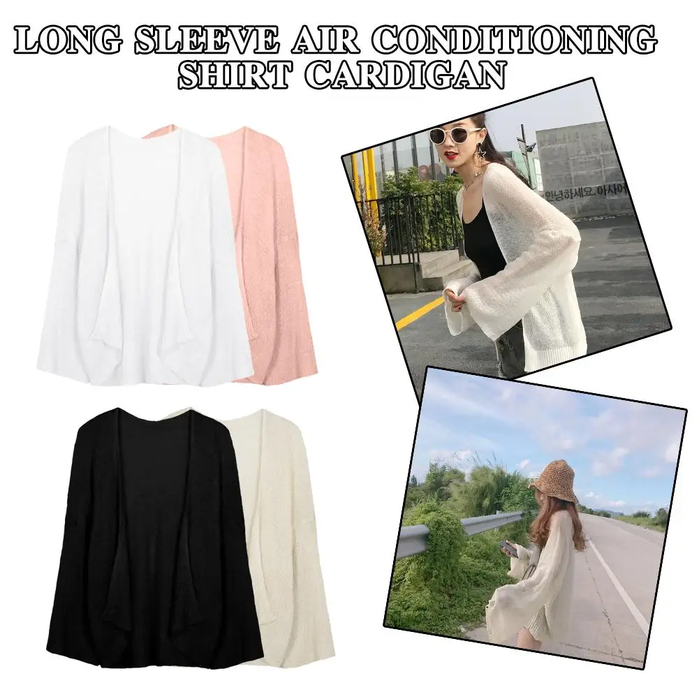 

Women Loose Thin Long-sleeved Air-conditioned Shirt Retro Lazy Cardigan Coat Vest Outside With Fashion Simple Style