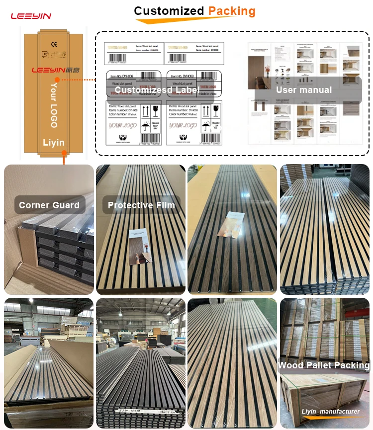 Modern Design Acoustic Wood Slat Wall Panel  Black Removable Slat Wood Tile For Interior Graphic Design Solution